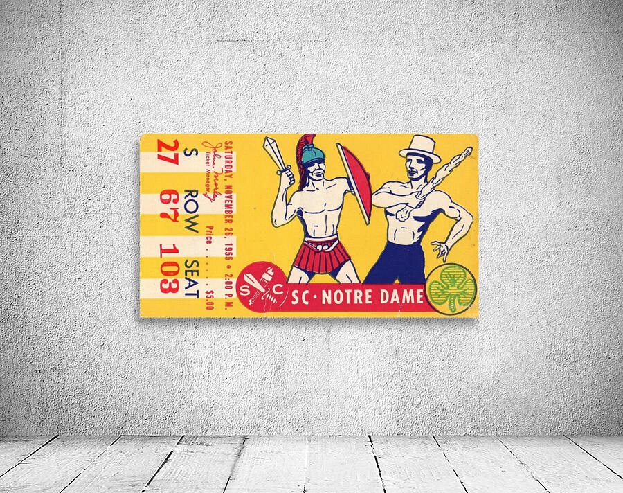 1955 USC vs. Notre Dame Football Ticket Art by Row One Brand