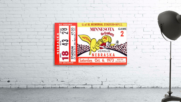 1973 Nebraska vs. Minnesota Football Ticket Canvas by Row One Brand