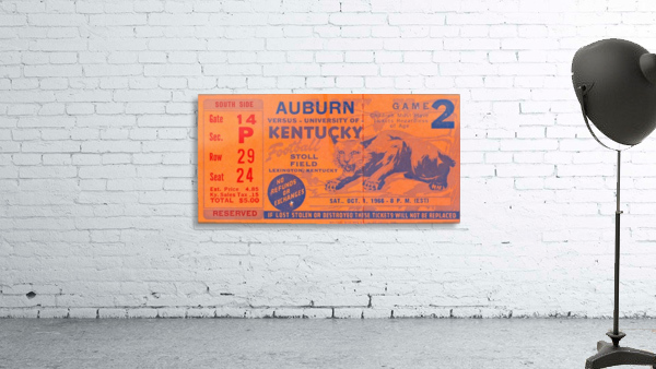 1966 Auburn vs. Kentucky Football Ticket Art Wall Preview