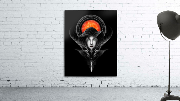 Trilia Red Nebula Fractal Portrait BLKGS Orange Sun Wall Preview
