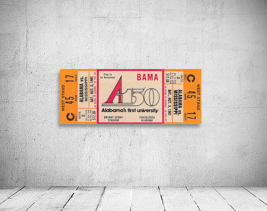 1981_College Football_Alabama vs. Ole Miss_Bryant Denny Stadium_Alabamas First University_Ticket Wall Preview