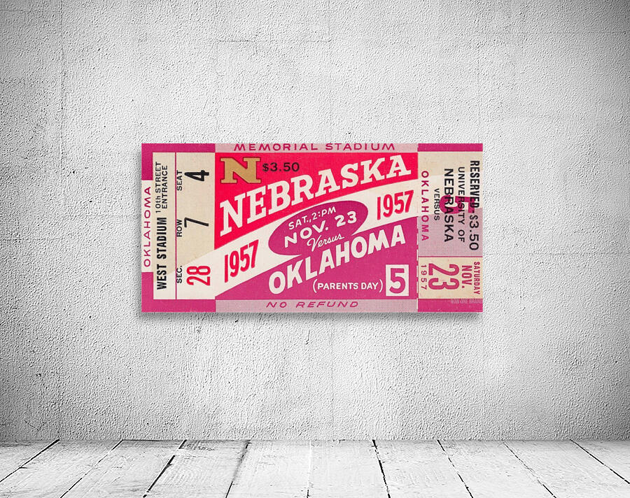 1957 Nebraska vs. Oklahoma Football Ticket Art Wall Preview