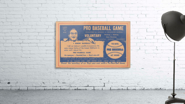 pro baseball game vintage board game ad poster art Wall Preview
