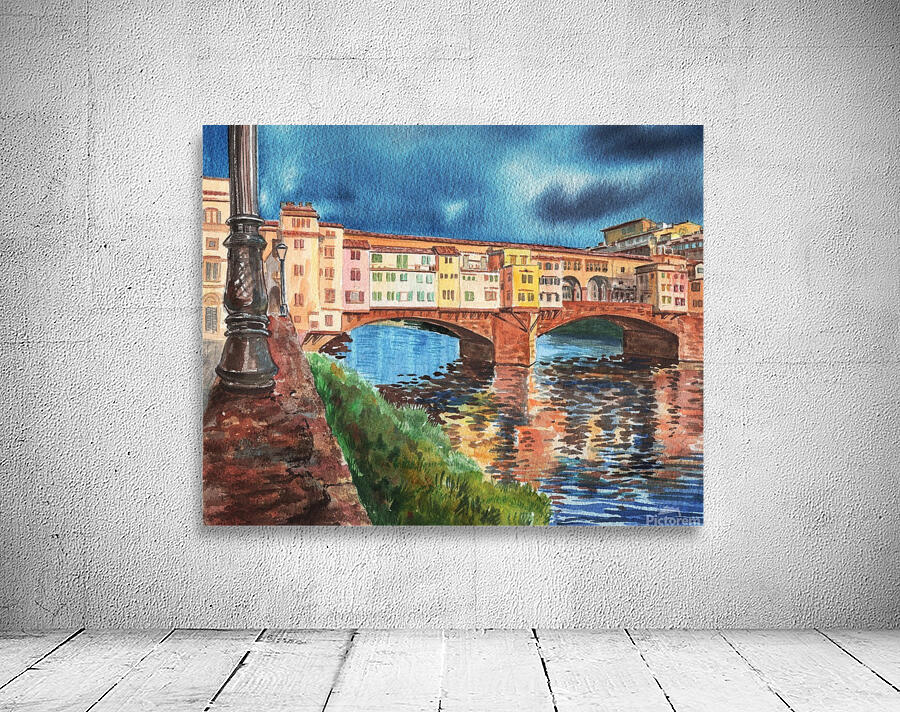 Italy Florence Ponte Vecchio Watercolor by Irina Sztukowski