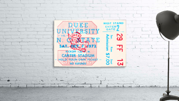 1972 nc state wolfpack football ticket art Wall Preview