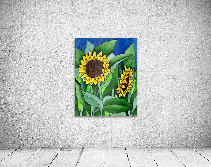 Garden Of Sunflowers Watercolor Painting Batik Style  by Irina Sztukowski