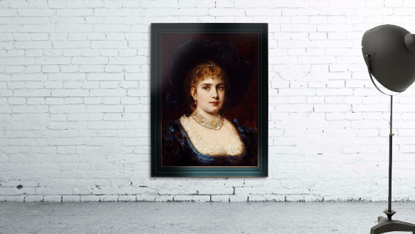 Bildnis einer Dame in blauem Kleid mit Hut by Anton Ebert Old Masters Classical Fine Art Reproduction Wall Preview