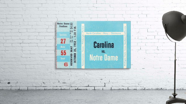 1952 north carolina tar heels notre dame irish college football sports ticket art south bend indiana Wall Preview