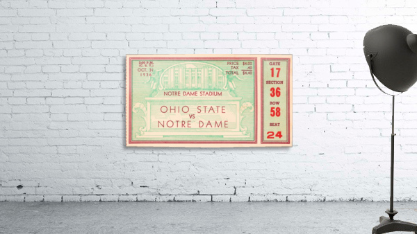 1936 notre dame ohio state football ticket stub sports art Wall Preview
