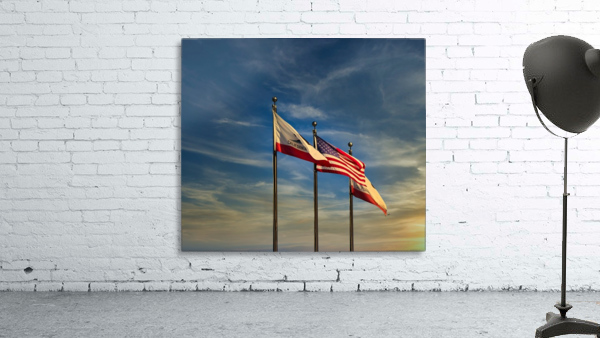 California and American Flags at Sunset Wall Preview