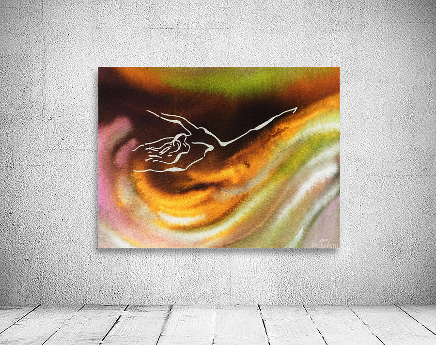 Dancing With The Season Autumn Flames Ballet Abstract Watercolor  by Irina Sztukowski