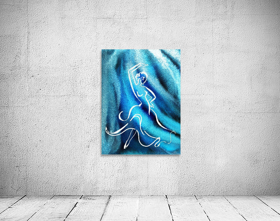 Cool Blue Flamenco Dance Abstract Watercolor  by Irina Sztukowski