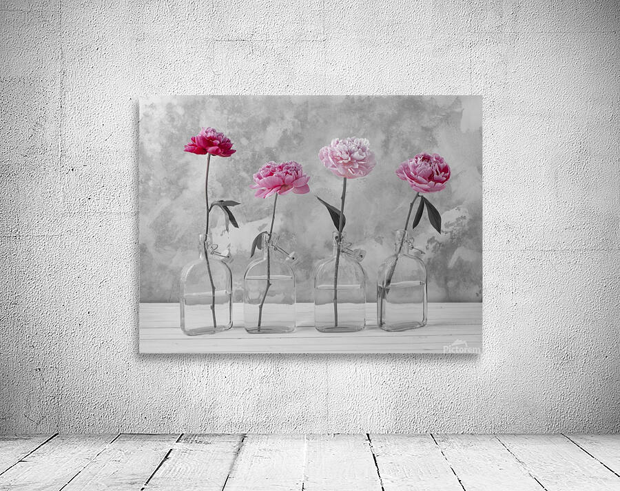Peonies in glass bottles Wall Preview