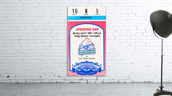 1986 Los Angeles Dodgers Opening Day Ticket Art Wall Preview