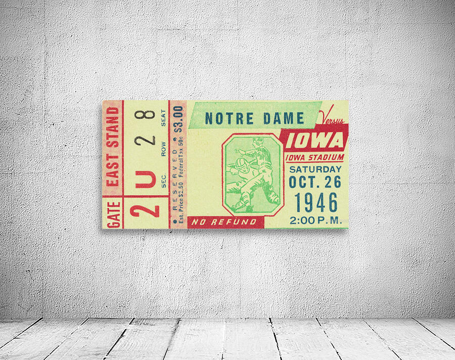 1946 Iowa vs. Notre Dame Football Ticket Canvas Wall Preview