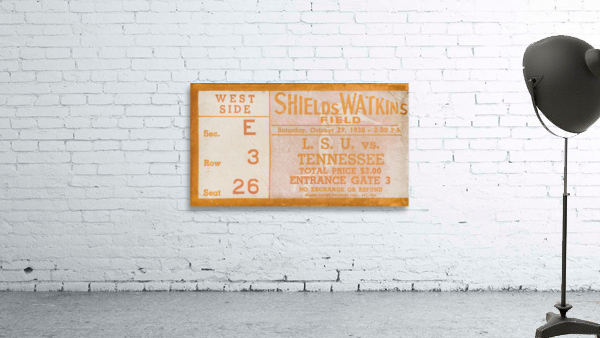 1938 Tennessee vs. LSU Football Ticket Art Wall Preview