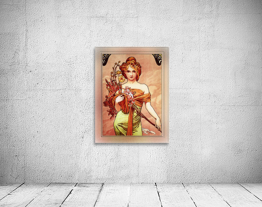メゾチント　vintage Art PIXELED (Daydream Alphonse Mucha 1897) art nouveau pixel