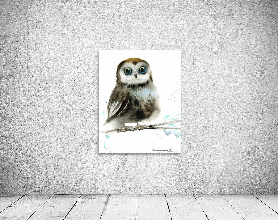 Little owl on a branch 4 by Eugenia Gorbacheva
