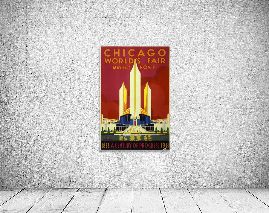A vintage travel poster promoting the 1933 World Fair in Chicago by VINTAGE POSTER