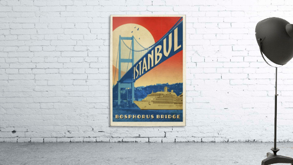 Istanbul Bophorus Bridge Vintage Designed Turkey Poster by VINTAGE POSTER