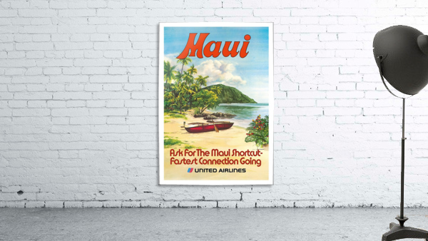 Maui United Airlines Vintage Travel Poster by VINTAGE POSTER