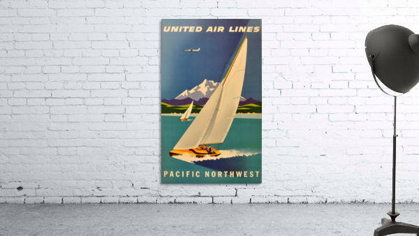 Original vintage travel advertising poster for United Airlines Pacific Northwest Wall Preview