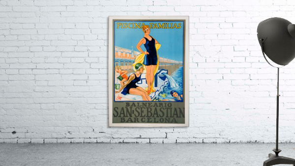 Piscina familias at Balneario San Sebastian in Barcelona by VINTAGE POSTER