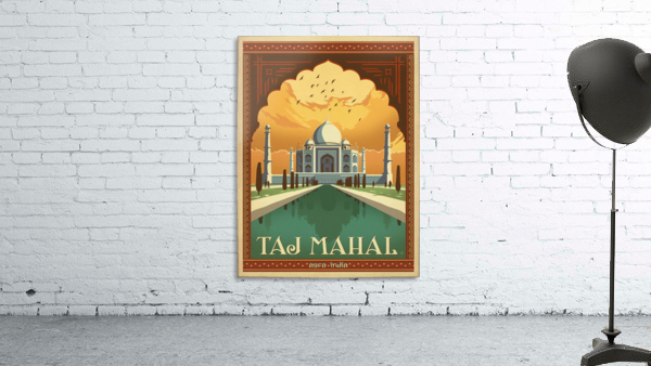 Taj Mahal vintage travel poster for Agra India Wall Preview