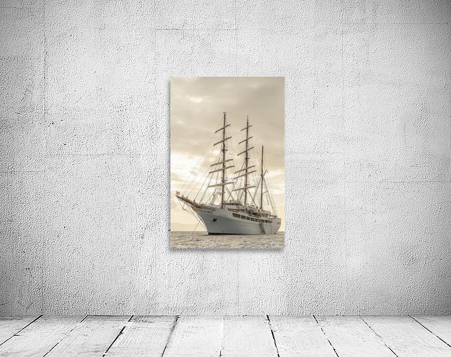 Pirate Ship Canvas Print - Black Sailing Ship Ocean Art For Bedroom & Living Room (8x12 Inch)