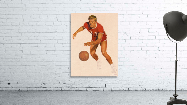 1960 Vintage Basketball Player Art by Row One Brand