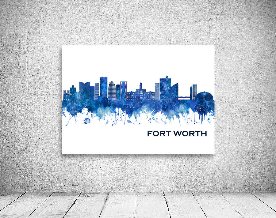 Fort Worth Texas Skyline Blue Wall Preview