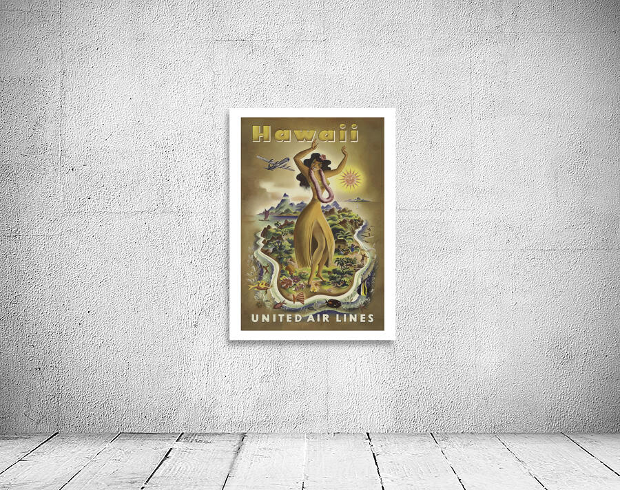 Vintage Travel Poster Hawaii United Air Lines Wall Preview
