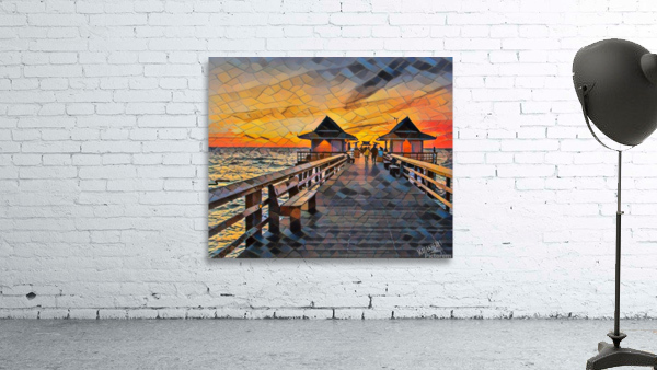 Naples Pier Sunset Pixelated Wall Preview