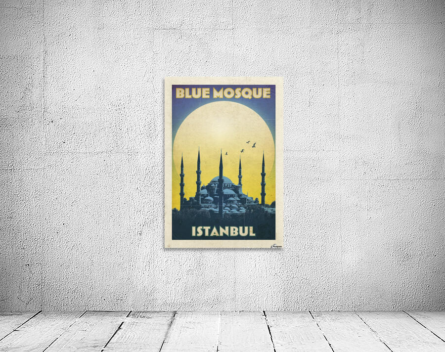 Turkey Blue Mosque Istanbul vintage travel poster Wall Preview