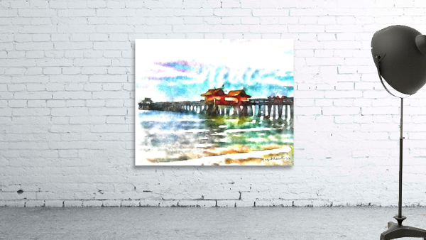 Naples Pier Watercolor View Wall Preview