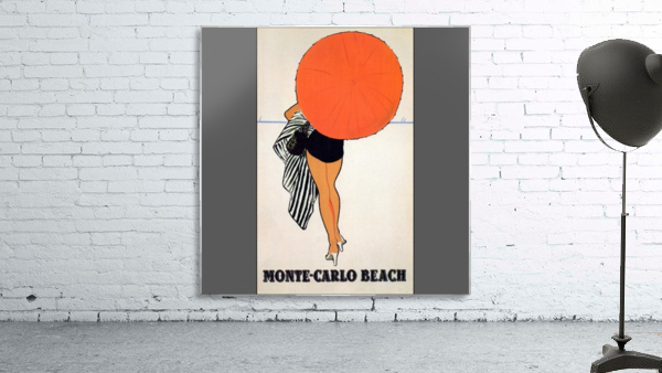 Vintage travel poster for Monte Carlo Beach Wall Preview