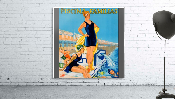 Vintage poster da natacao de piscina familias Wall Preview