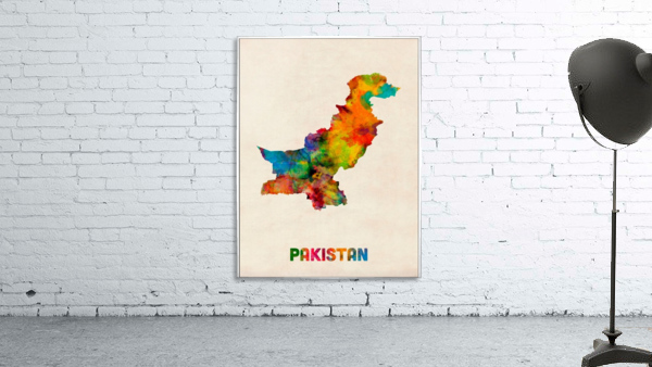 Pakistan Watercolor Map Poster by VINTAGE POSTER
