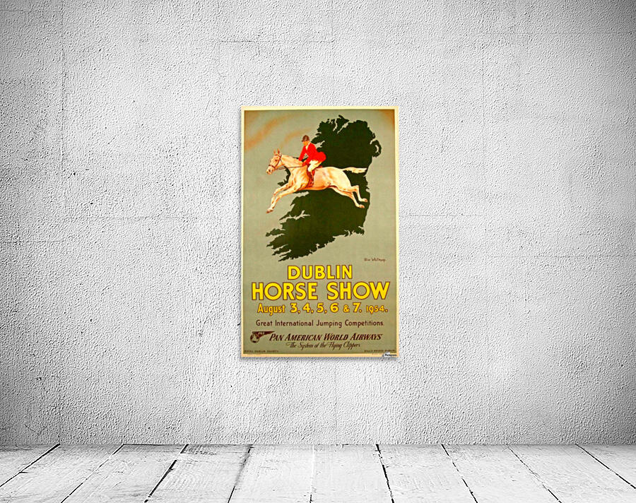 Pan Am Airlines to Dublin Horse show original vintage poster by VINTAGE POSTER