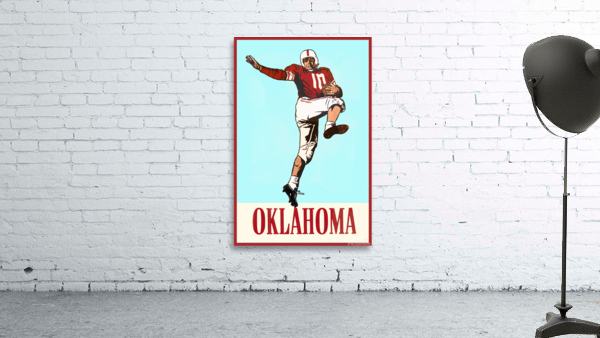 Vintage Oklahoma Football Player Art Wall Preview