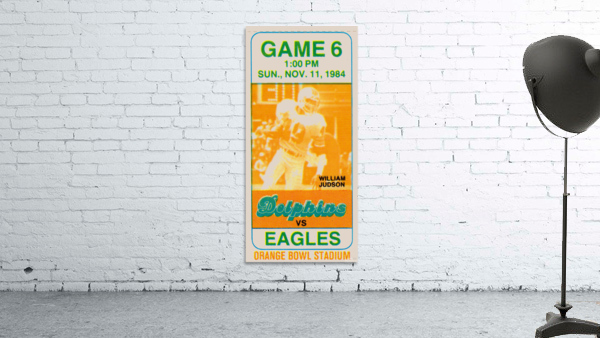 1984 Miami Dolphins vs. Philadelphia Eagles Ticket Art by Row One Brand