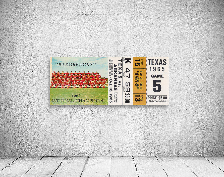 1965 Texas Longhorns Arkansas Razorbacks Ticket Print by Row