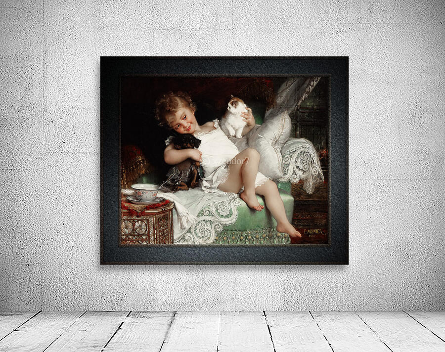 Playmates by Emile Munier Remastered Xzendor7 Classical Fine Art Old Masters Reproductions Wall Preview