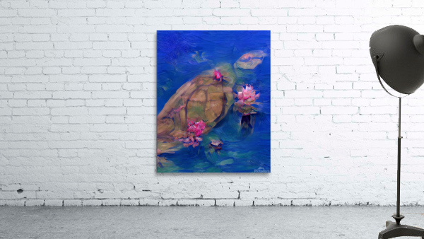 Turtle In Lotus Pond by Magikheart