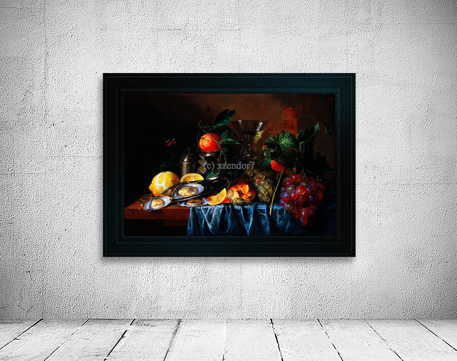 Still Life with Oysters and Grapes by Jan Davidsz de Heem Remastered Xzendor7 Classical Fine Art Old Masters Reproductions Wall Preview