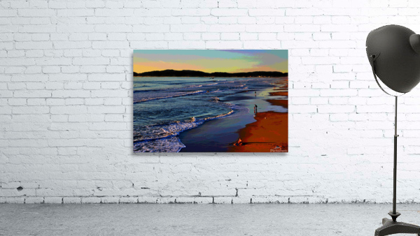 SANTA MONICA BEACH AT SUNSET  by LES MAYERS 