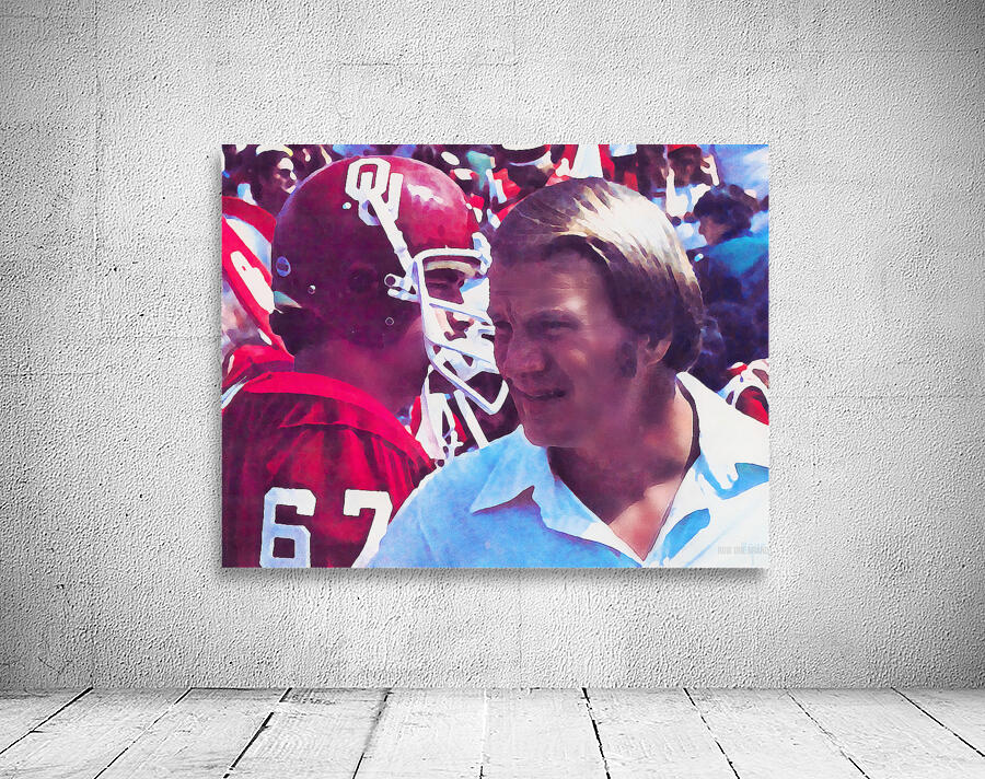 1980 Oklahoma Sooners Barry Switzer Watercolor Art Wall Preview