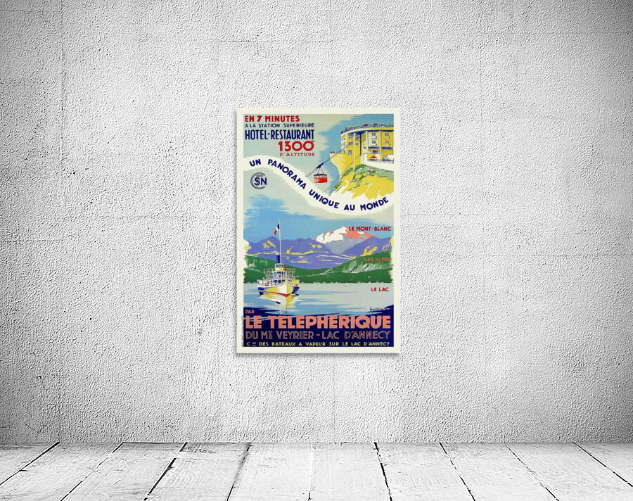 Art Deco Vintage French Travel Poster Telepherique du Veyrier Lac D'Annecy Wall Preview