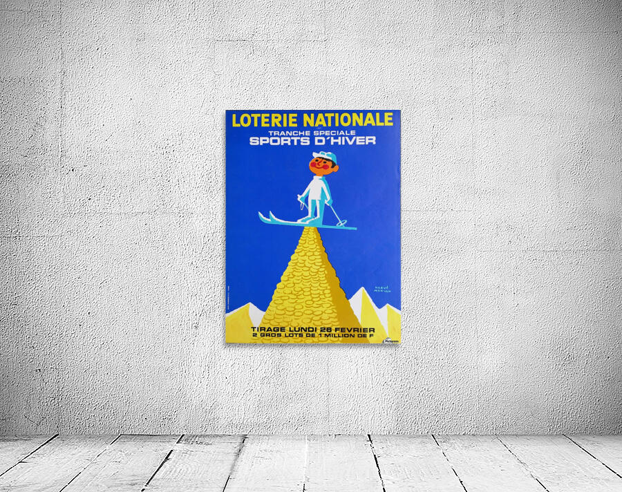 Loterie Nationale original vintage poster ski winter sport Wall Preview