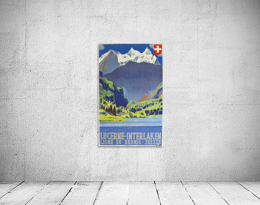Swiss Alps Lucerne Interlaken Railway travel poster by VINTAGE POSTER